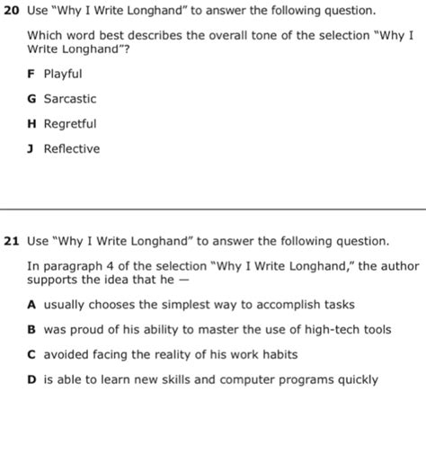 STAAR English I. . Why i write longhand staar answer key